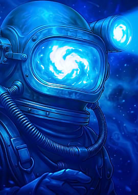 Astronaut with Galaxy in Helmet