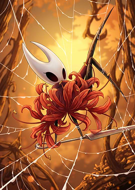 Silksong Hornet with Red Spider Lilies