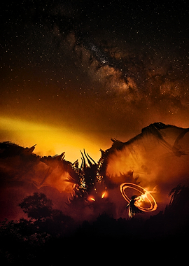Dragon and Sorcerer Under the Stars