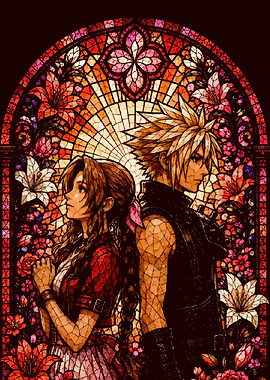 Cloud and Aerith Stained Glass