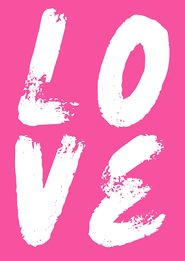 White LOVE text on pink background