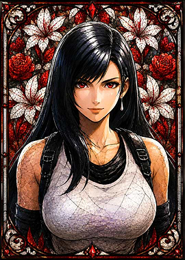 Tifa Lockhart Stained Glass Portrait