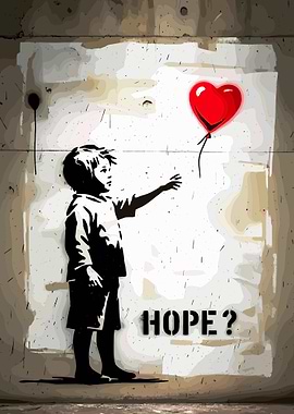 Boy Reaching for Red Heart Balloon