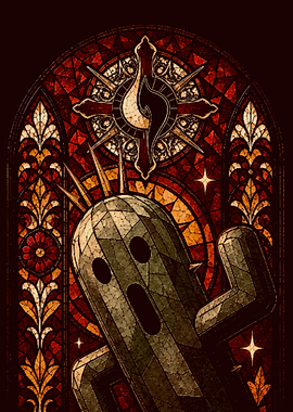 Final Fantasy Cactuar Stained Glass Art