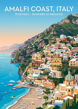 Amalfi Coast, Italy Travel Poster