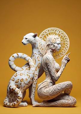 White Cheetah and Lace Woman
