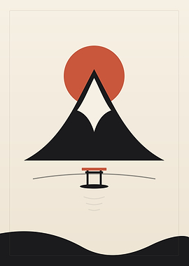 Minimalist Japanese Mountain Landscape