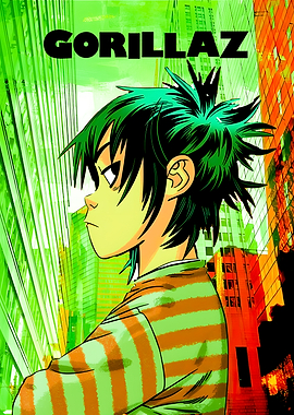 Gorillaz Noodle in Cityscape