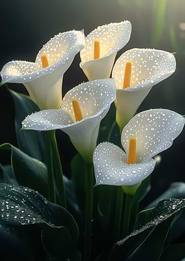 Dew-Kissed White Calla Lilies