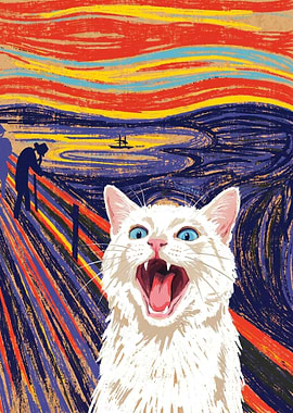 Screaming Cat in The Scream Painting
