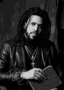 J. Cole Portrait with Book