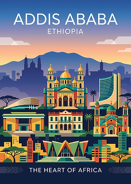 Addis Ababa Cityscape Poster