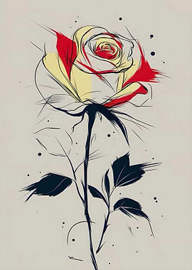 Abstract Rose with Red and Yellow Petals