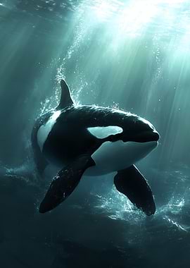 Orca whale swimming underwater