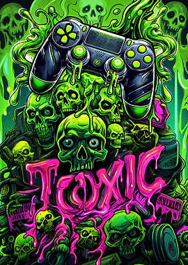 Toxic Gaming Controller and Skulls