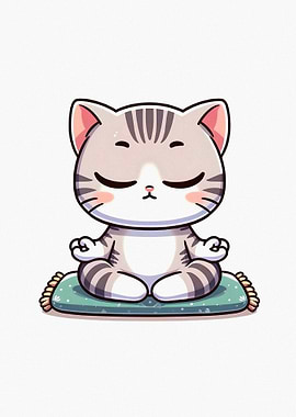 Meditating Cat on Cushion