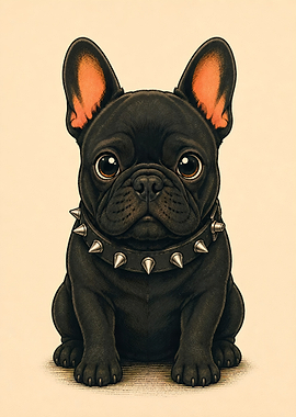 Cute French Bulldog with Spiked Collar