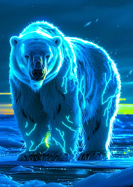 Electric Polar Bear on Ice