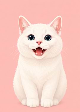 Cute White Cat with Blue Eyes
