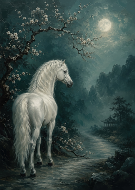 White Horse Under the Moon