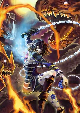 Anime Girl Fighting Dragons
