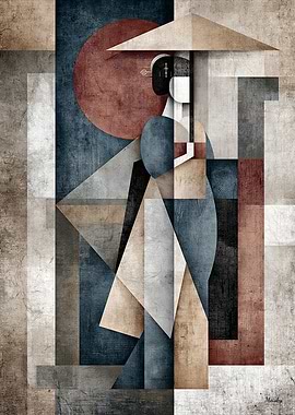 Japandi Geometric Icon No. 07 – Wagasa no Maiko Japanese Wall Art