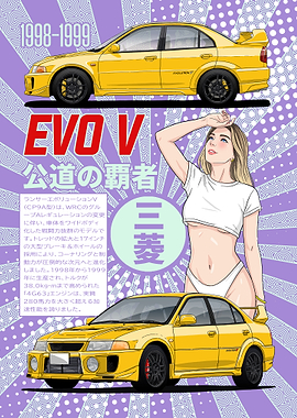 Mitsubishi Lancer Evolution V with Woman