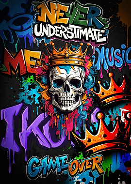 Graffiti Skull with Crowns