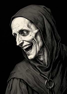 Grotesque Figure in Hood