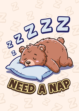 Cute Sleeping Bear Needs a Nap