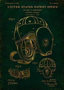 Vintage Football Helmet Patent Drawing