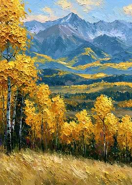 Autumn Mountain Landscape Painting