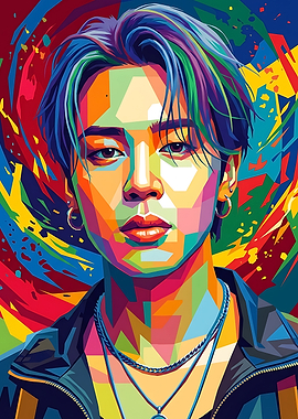 Colorful Pop Art Portrait of Jimin BTS