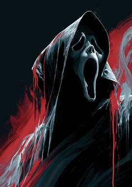 Ghostface Mask with Blood Splatter