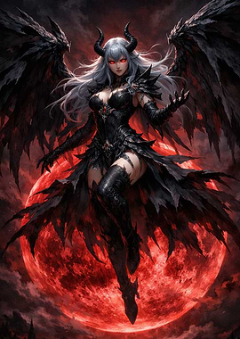 Dark Angel with Red Moon