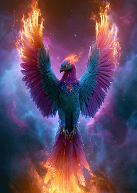 Fiery Phoenix in Cosmic Nebula
