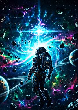 Astronaut in Cosmic Nebula