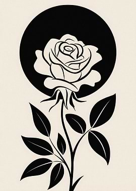 Black and White Rose Silhouette
