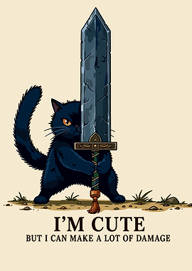 Black Cat Warrior with Giant Sword