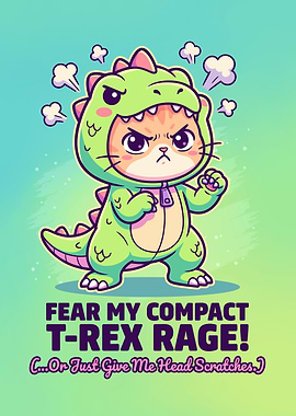 Cute Angry Cat in Dinosaur Costume