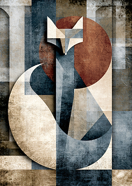 Japandi Geometric Icon No. 08 – Kitsune Japanese Wall Art