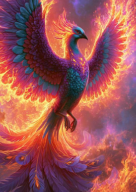 Fiery Phoenix in Flight