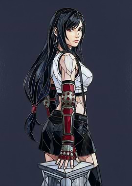 Final Fantasy VII Tifa Lockhart Stained Glass Art