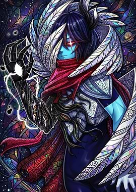 Deltarune in Cosmic Stained Glass Style