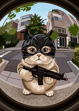 Cat Bandit with Assault Rifle