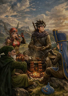 Dragon Quest Characters Enjoying a Meal