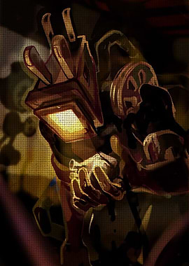 Robot holding a glowing lantern