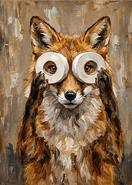 Fox with Toilet Paper Glasses