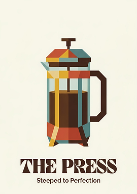 Vintage French Press Retro Cafe Art