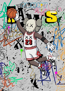 KAWS Character Dunking a Basketball
